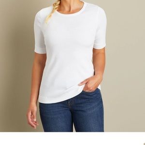 Duluth Trading Co White Longtail T Elbow Sleeve Scoopneck Tee Size Large